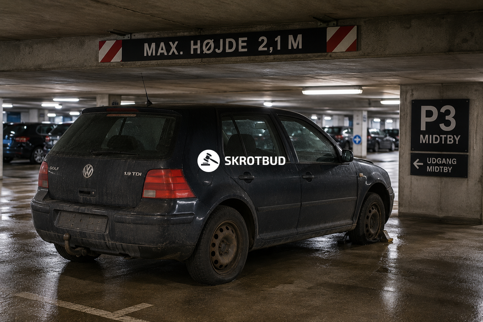 En bil i et p-hus skal ofte ud i gadeplan først