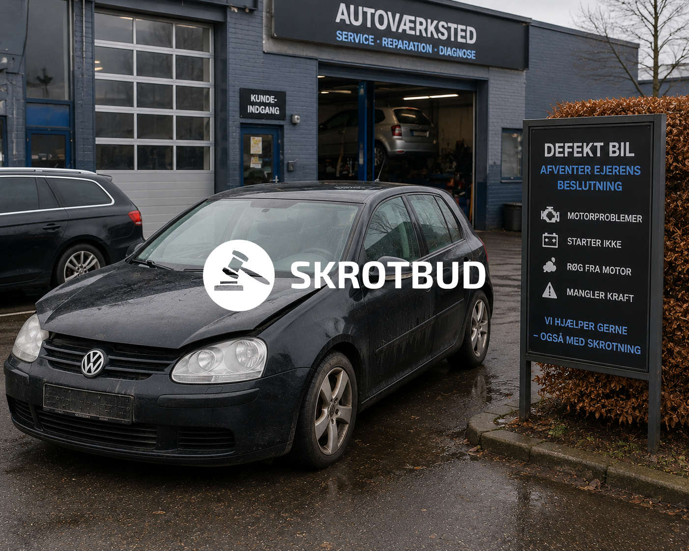 Når bilen står hos et værksted i Bagsværd