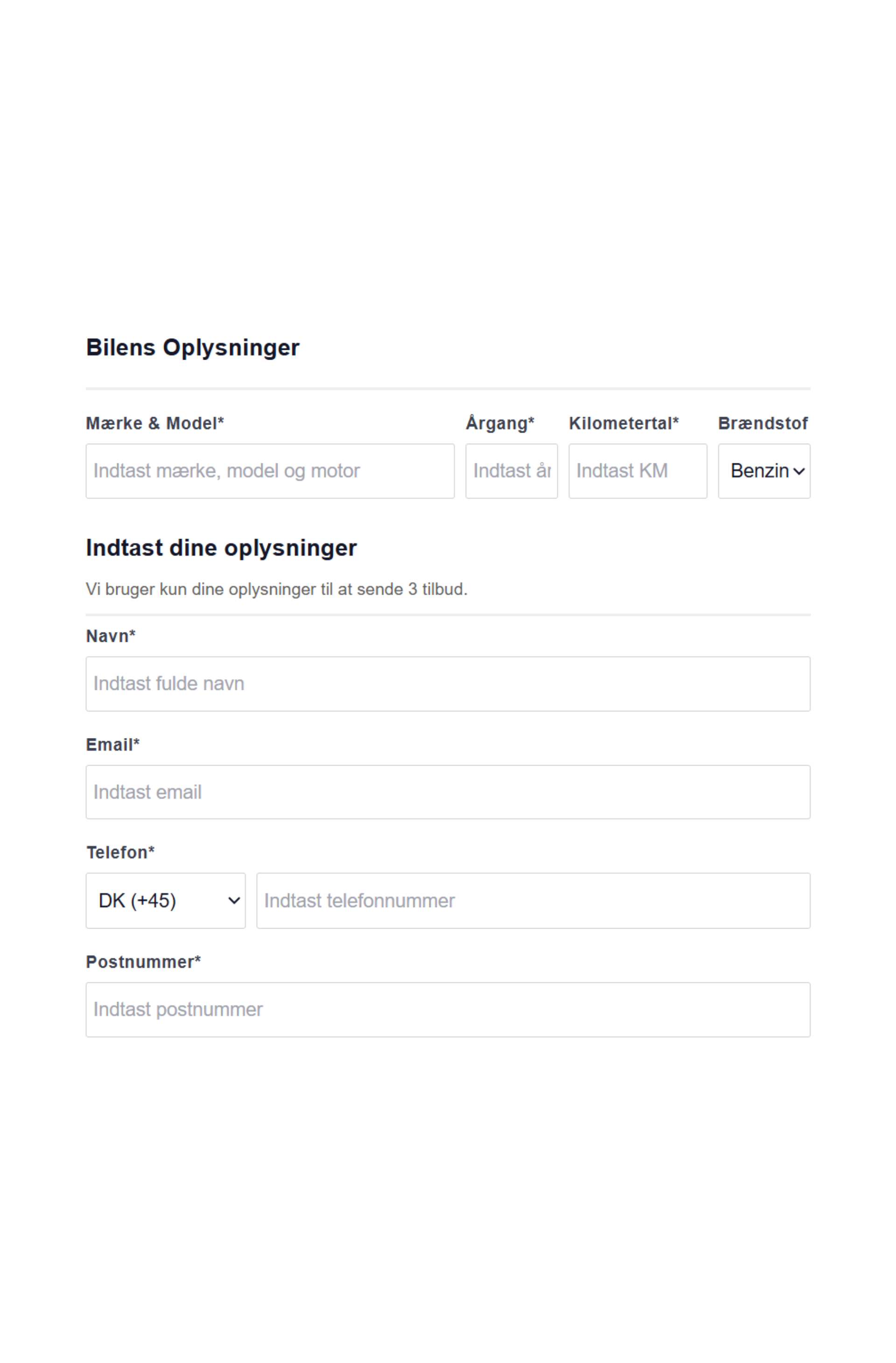 Disse oplysninger giver et mere præcist tilbud