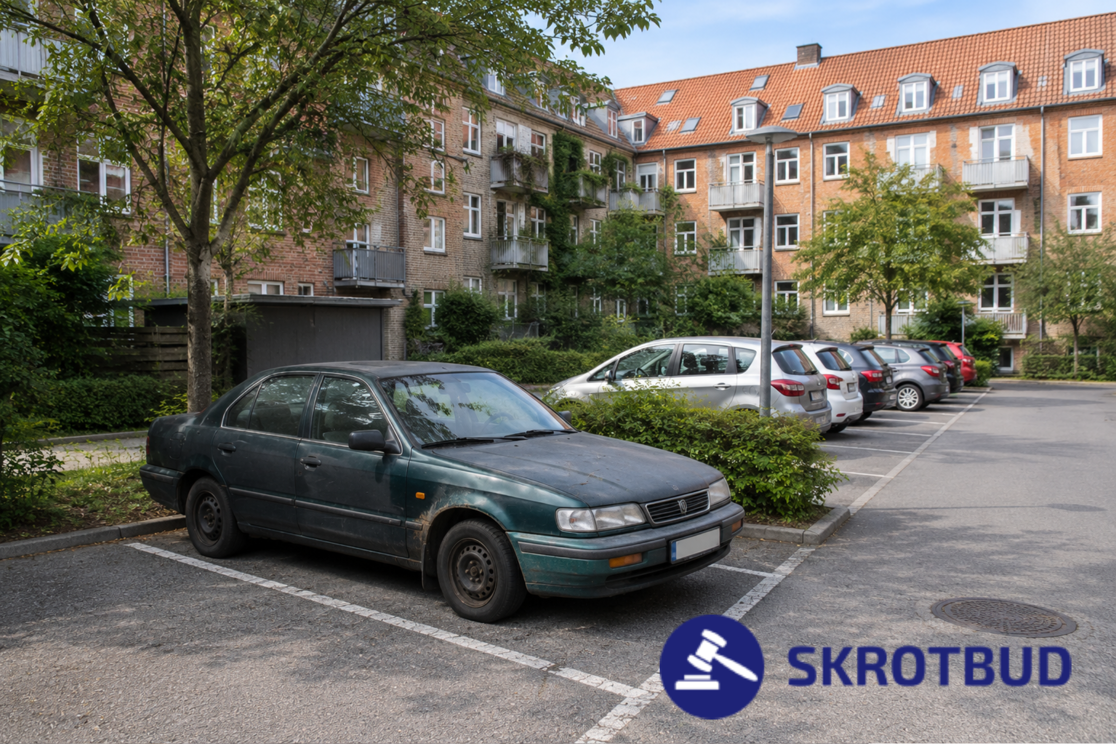 Bil på fælles eller privat parkeringsareal